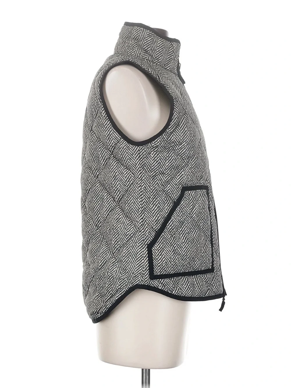 NWT! J. Crew Black Printed Quilted Waterfowl Feathers Down Puffer Vest. Size XS.